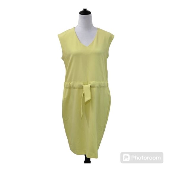 Just Taylor Tie Waist Sleeveless Dress V Neck Yellow Knee-length Casual Size 8 - Picture 1 of 9